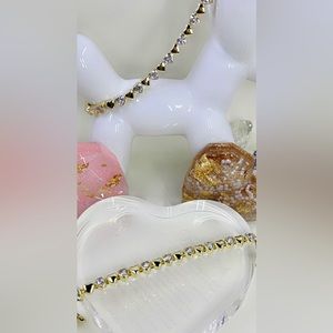 18 karat gold filled heart necklace with cubic zirconia hearts and bracelet set